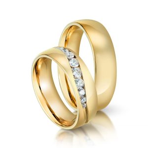 Stainless Steel Wedding Rings with Cubic Zircon