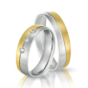 Titanium Wedding Bands - Gold Couple Rings Set (2PC)