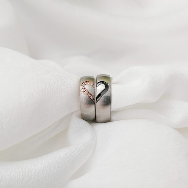 Love Heart Couple Rings 18K Gold Plated Stainless Steel Wedding Ring ...