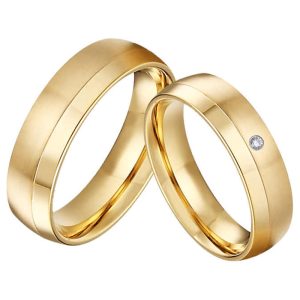 Titanium Gold Wedding Bands - Bridal Promise Ring Sets