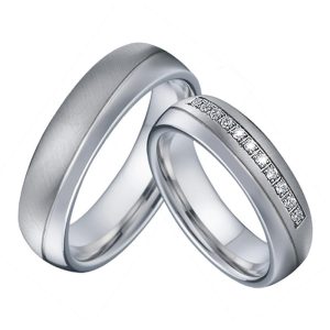 18k Gold Titanium Wedding Rings - His & Hers Set
