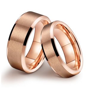 Rose Gold Tungsten Wedding Bands - 6mm/8mm Unisex Set