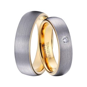 18K Gold Tungsten Wedding Rings for Couples