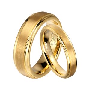 Trendy His & Hers Gold Tungsten Wedding Bands 4mm/6mm