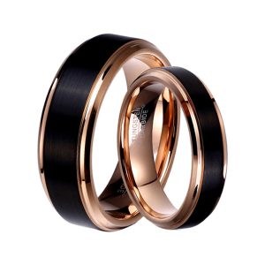 Wholesale Tungsten Wedding Bands - IP Black & Rose Gold