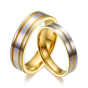Gold Plated Tungsten Wedding Bands for Couples