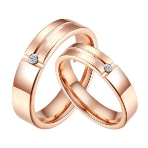 Rose Gold Tungsten Wedding Rings - 4mm/6mm Couple Set