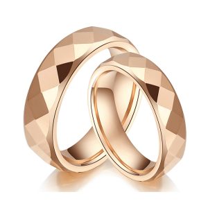Faceted Tungsten Wedding Bands for Couples - 4mm/6mm