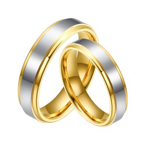 Gold Plated Tungsten Wedding Bands for Couples