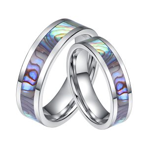 Luxury Abalone Tungsten Wedding Bands for Couples
