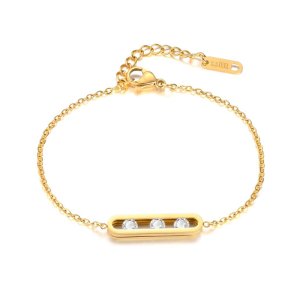 Geometric Zirconia Bracelet - Gold Plated Stainless Steel