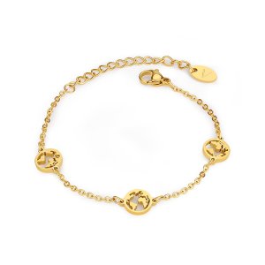 Hollow Map Bracelet - 18K Gold Plated Stainless Steel
