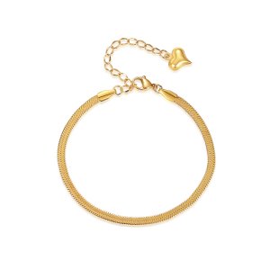Herringbone Snake Chain Bracelet - 18K Gold Plated
