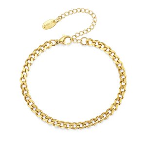 Gold Cuban Link Bracelet - Women's Stainless Steel Jewelry
