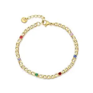 Cuban Chain Bracelet - Gold Colorful CZ Diamond Tennis Jewelry