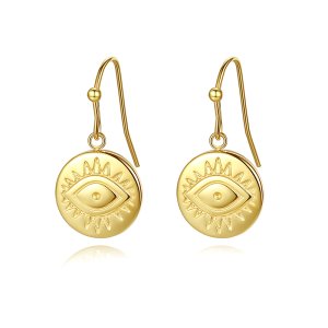 Eve Eye Fishhook Earrings - Gold Plated Stainless Steel
