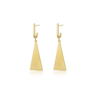 Gold Triangle Earrings - Geometric Drop Pendant Jewelry