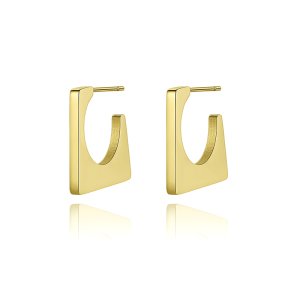 18K Gold Square Stud Earrings - Trendy Geometric Jewelry
