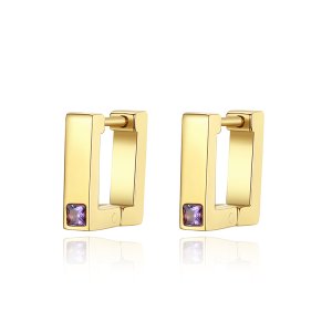 Square Hoop Earrings - Diamond Studded Stainless Steel