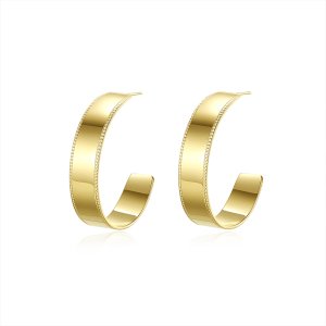 C-Shaped Hoop Earrings - 18K Gold Plated Fashion Jewelry
