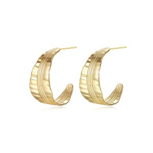 Gold C-Shaped Earrings - Fashionable Irregular Hoop Jewelry