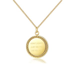 Gold Disc Necklace - Minimalist Stainless Steel Coin Pendant