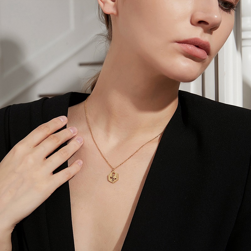 Rose Gold Pendant Necklace - Minimalist Stainless Steel Jewelry - Image 5