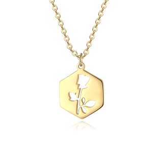 Rose Gold Pendant Necklace - Minimalist Stainless Steel Jewelry