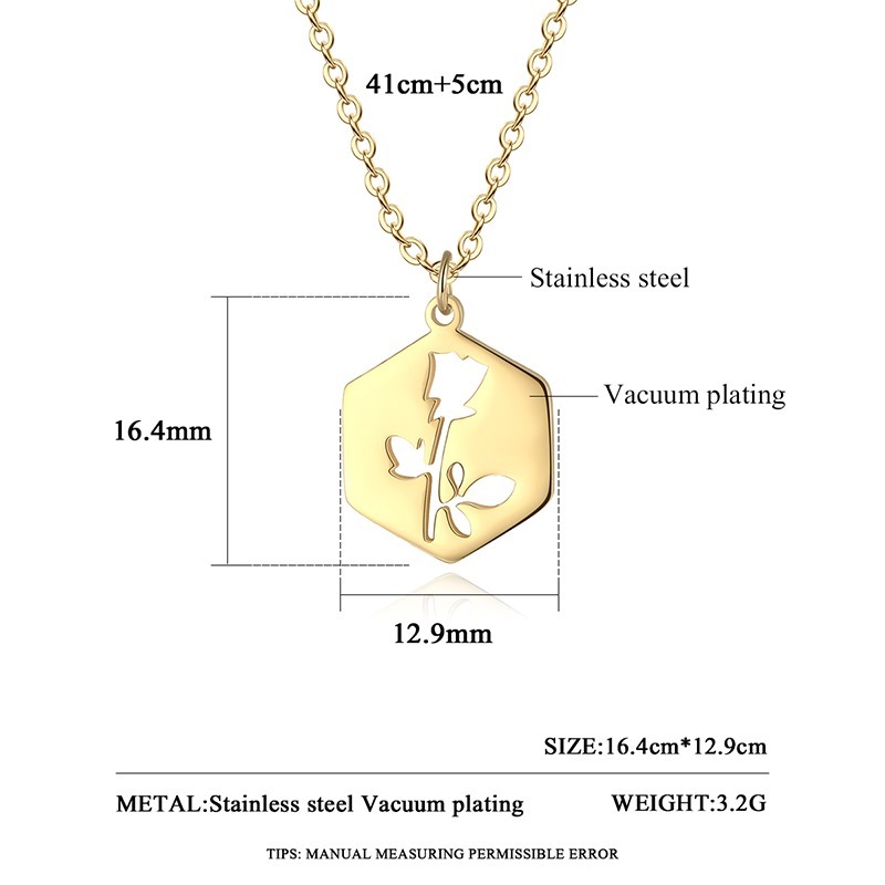 Rose Gold Pendant Necklace - Minimalist Stainless Steel Jewelry - Image 2