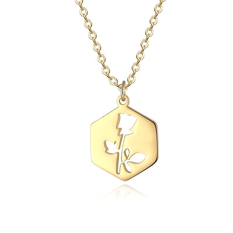 Rose Gold Pendant Necklace - Minimalist Stainless Steel Jewelry