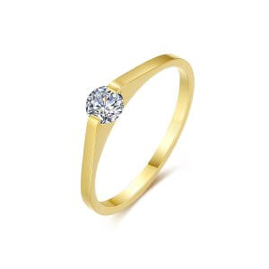 CZ Diamond Engagement Ring - 18K Gold Plated Jewelry
