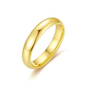 Gold Dome Wedding Ring - Mirror Polished 18K Band