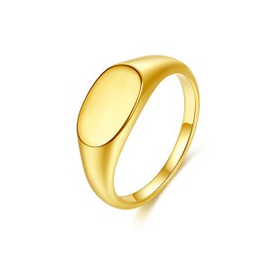 Custom Engraved Signet Ring - Gold Plated Women's Jewelry