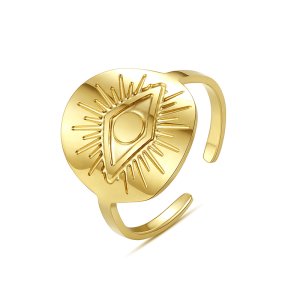 Evil Eye Adjustable Ring - 18k Gold Plated Jewelry
