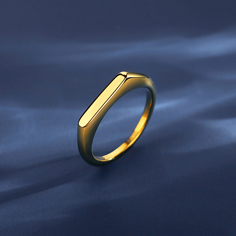 Minimalist Gold Signet Ring - Stainless Steel Women's Jewelry - Image 3