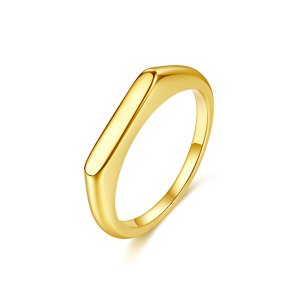 Minimalist Gold Signet Ring - Stainless Steel Women's Jewelry