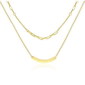 Custom Name Necklace - 18K Gold Plated Layered Chain