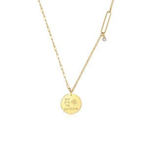 Custom Engraved Necklace - Gold Plated Disc Charm
