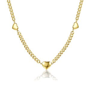 Love Heart Cuban Chain - 18K Gold Plated Necklace
