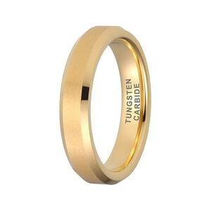 Gold Tungsten Wedding Band - Matte Beveled 4/6/8mm