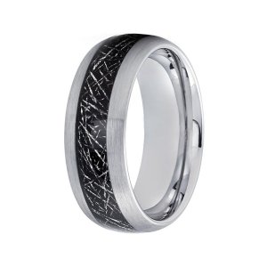 Meteorite Tungsten Wedding Band - 8mm Black Carbide Ring