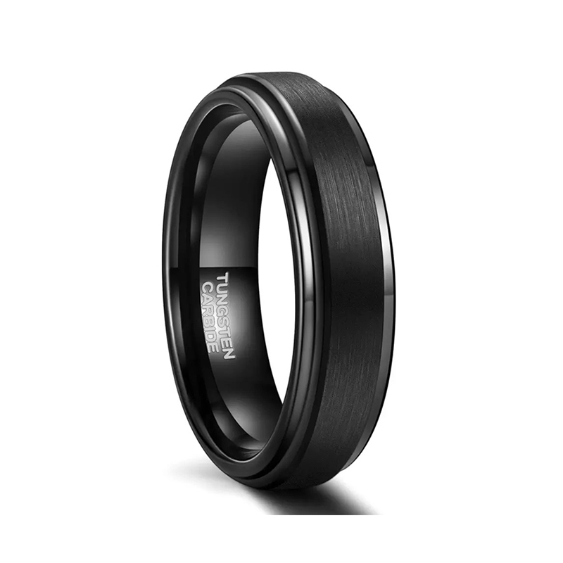 Black Tungsten Wedding Band - 4/6/8mm Brushed Finish
