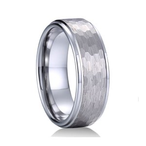 Men's 8mm Hammered Tungsten Wedding Ring - Fashion Band