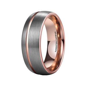 Men's Rose Gold Tungsten Wedding Ring - 8mm Dome