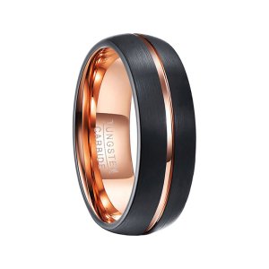 Men's Two-Tone Tungsten Ring - Rose & Black 8mm