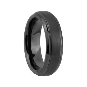 Men's Brushed Black Tungsten Wedding Band - 8mm