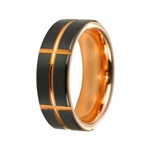 Men's Black & Rose Gold Tungsten Wedding Band - 8mm