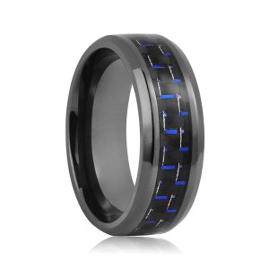 Carbon Fiber Wedding Band - Black Zirconium Ring